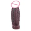 Reusable Black Penis Sleeve Extender Realistic Textured Cock Extender Stretchy Ultra-Soft Material Cock Enlarger for Men Couple