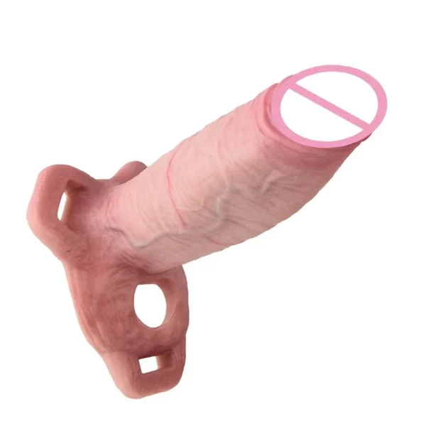 Wear Simulation Skin Color Silicone Dildo Sleeve Hollow Design Effective Penis Length Extension Penis Sleeve Two Color