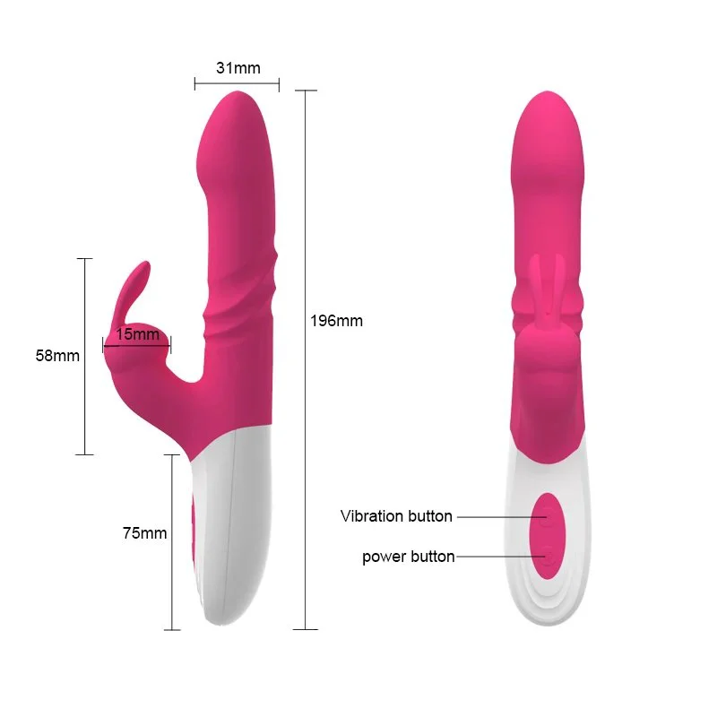 Telescopic 30 High Speed Dildo Silicone Vibrator Female Clitoris and G-spot Rabbit Vibrator Dildo for Women Waterproof Sex Toy