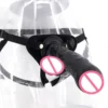 23.5cm 5cm Lifelike Thick Dildo Plastic Penis with Belt for Lesbian Strap on Dildo Prepuce Glans Sex