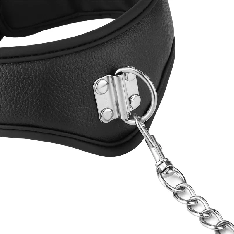 Best Quality Sex Products Black Collar With Traction Chain Leather Sex Leather Collars for Women