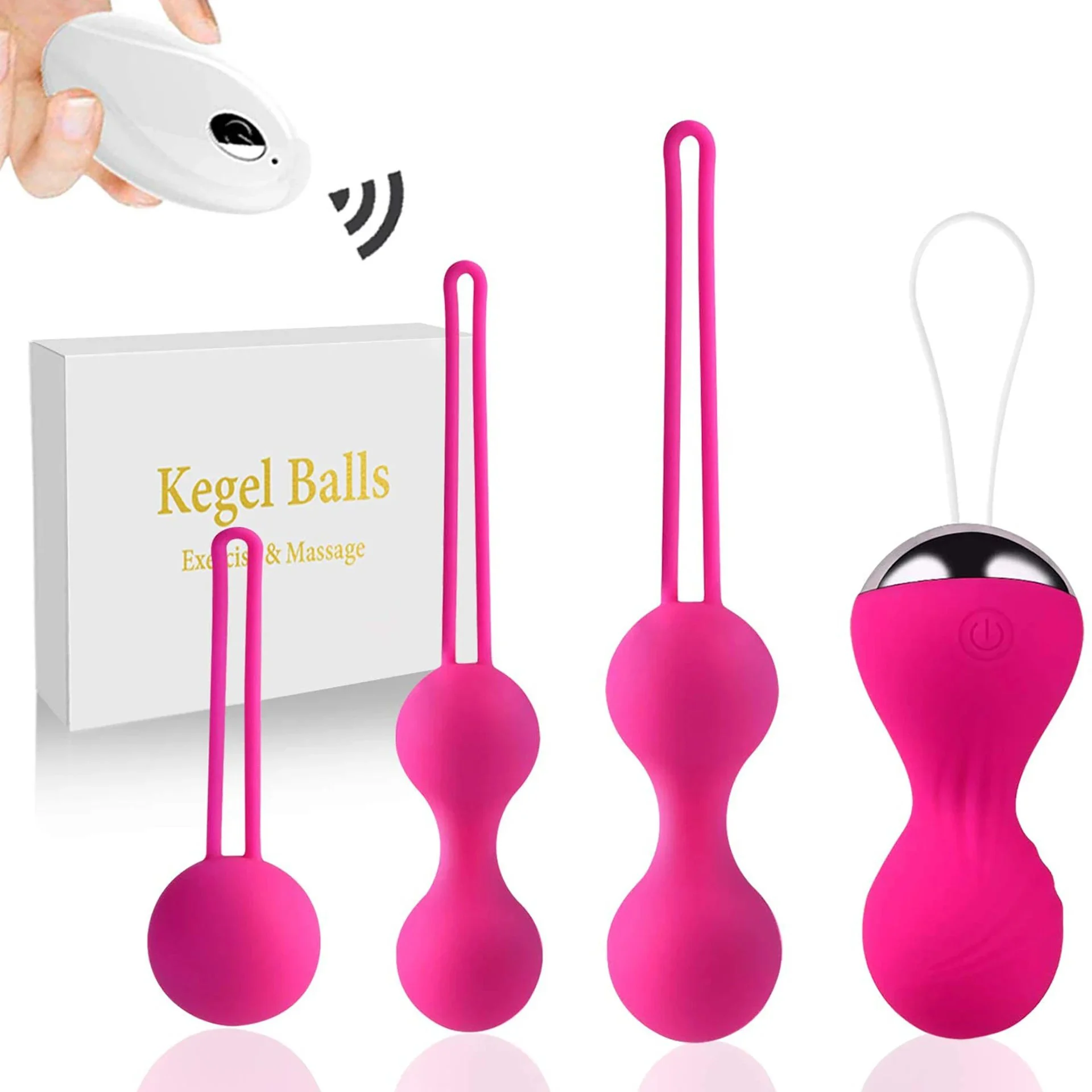 4PCS USB Waterproof Ben Wa Balls Kegel Exercise Remote Controlled Kegel Balls Set for Women