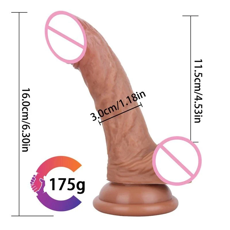 6.3Inch Soft Liquid Silicone Realistic Double Layer Dildo Sex Toys Women