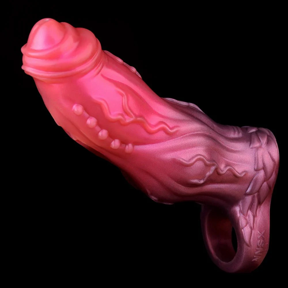 Red Pupil Penis Sleeve for Men No Opening Design Sleeve Couple Condom