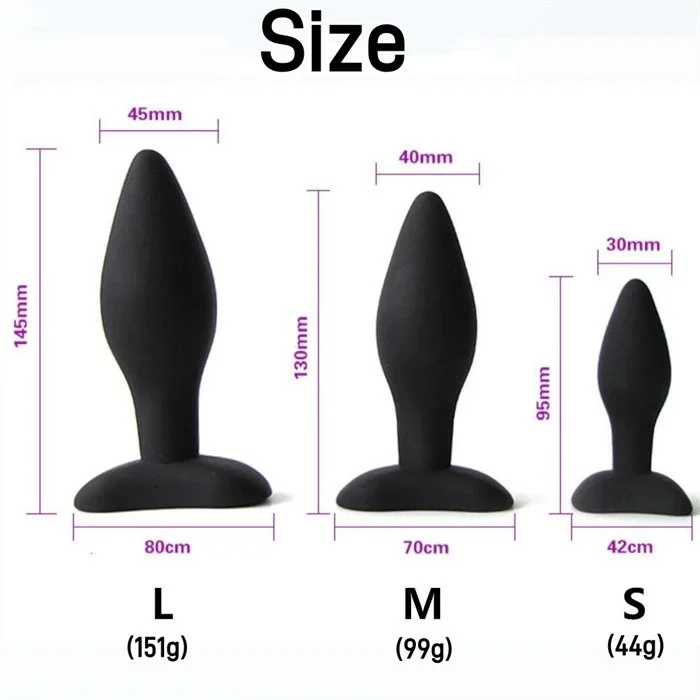 Silicone Anal Plug-Suction Cup Design for Male Anus Small Medium Large Sizes