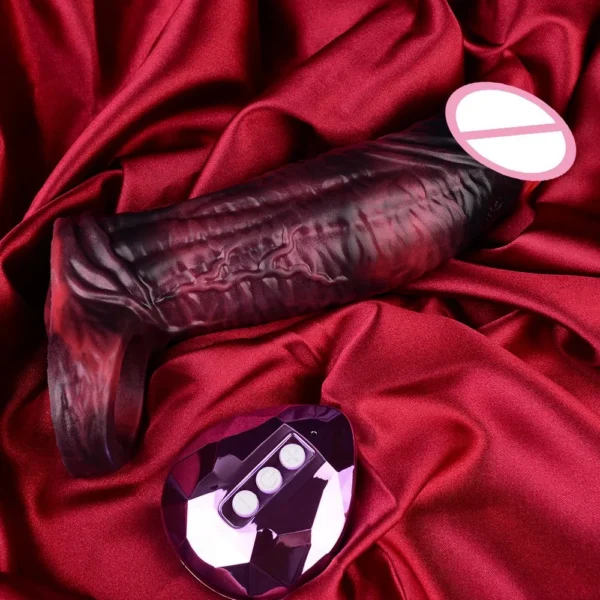 Soft Silicone Fantasy Penis Sleeve with Black Dragon Color Extender Fantasy Cock Sleeve for Men