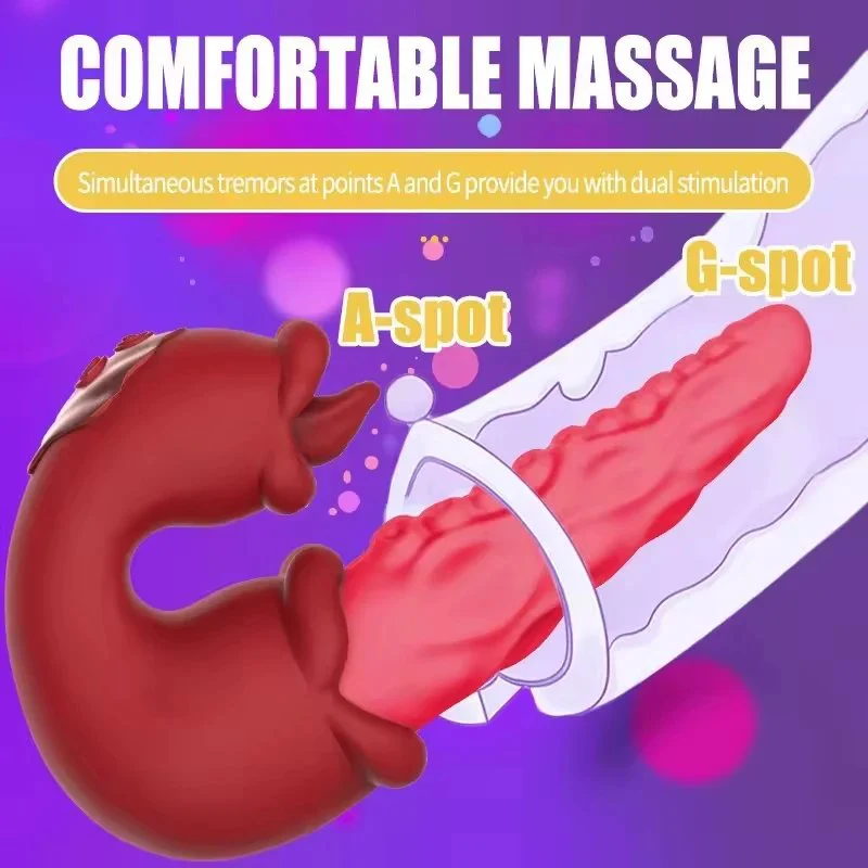3 IN 1 Double Tongue 10 Frequency Strong Waterproof Internal Octopus Tongue Vibrator for Women