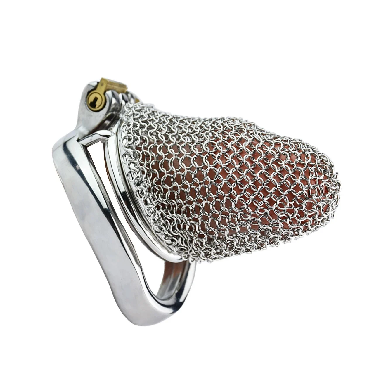 304 Stainless Steel Mesh Chastity Cage for Men Curved or Round Ring Lock
