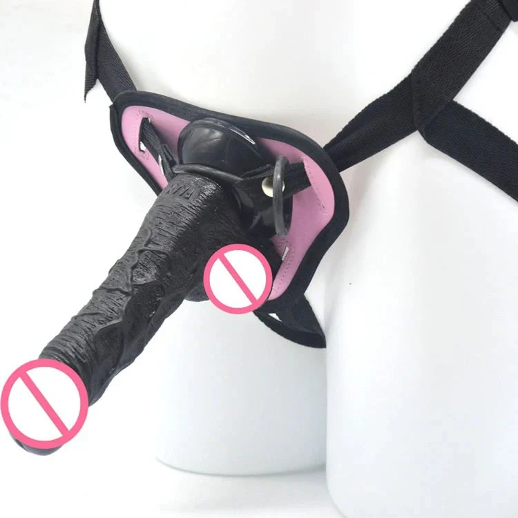 7.67 Inch Strap on Dildo Rubber Penis Sex Toy Shop 19.5cm Black Dildo with Belt Strap on Penis
