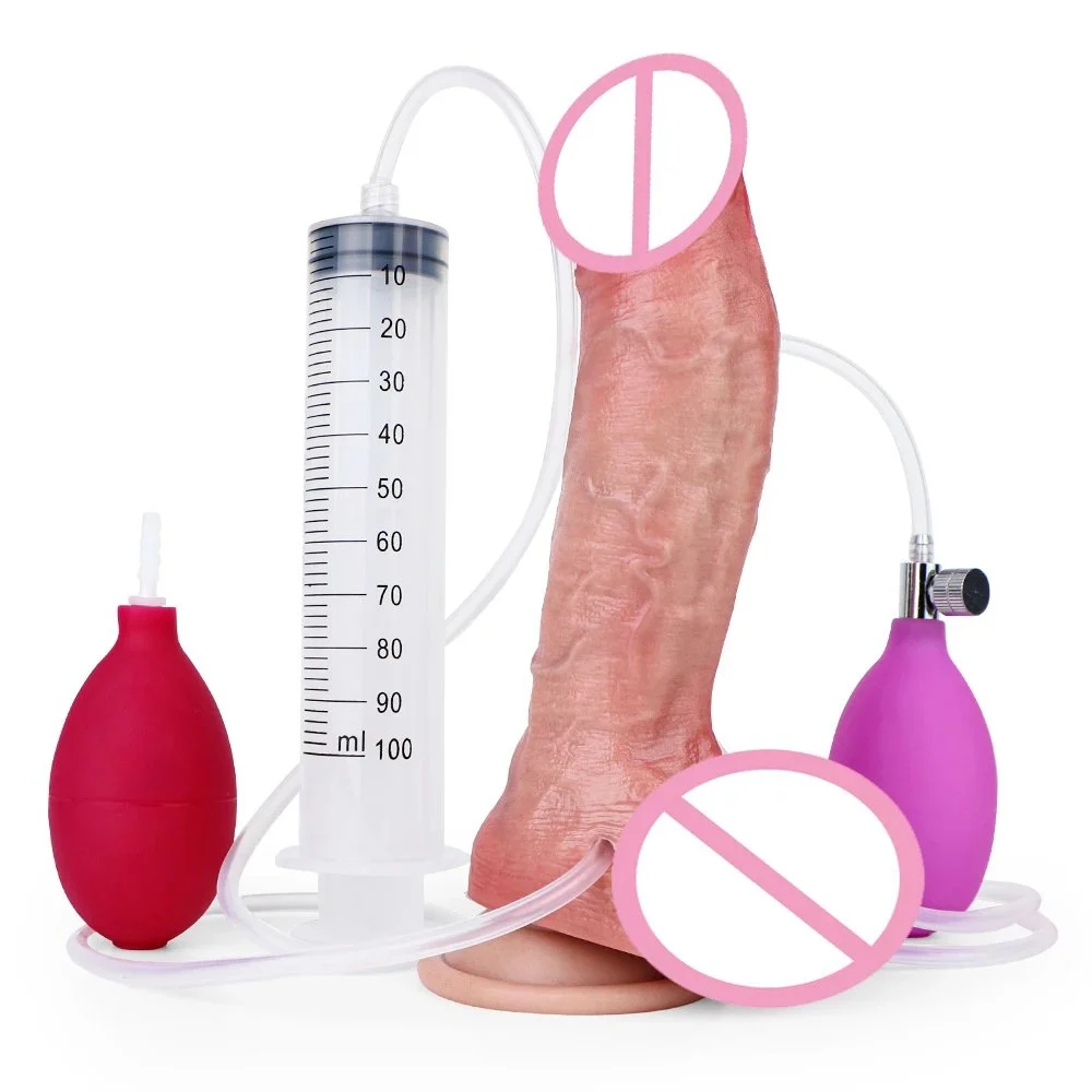 7.8 Inch Inflatable Squirting Dildo G-point Stimulation Penis Liquid Silicone Realistic Orgsm Ejaculation Adult Sex Toys for Women