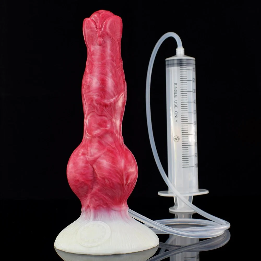8.26 Inch Huge Realistic G Spot Animal Horse Squirting Silicone Sex Toys Color Red Ejaculating for Women Sex