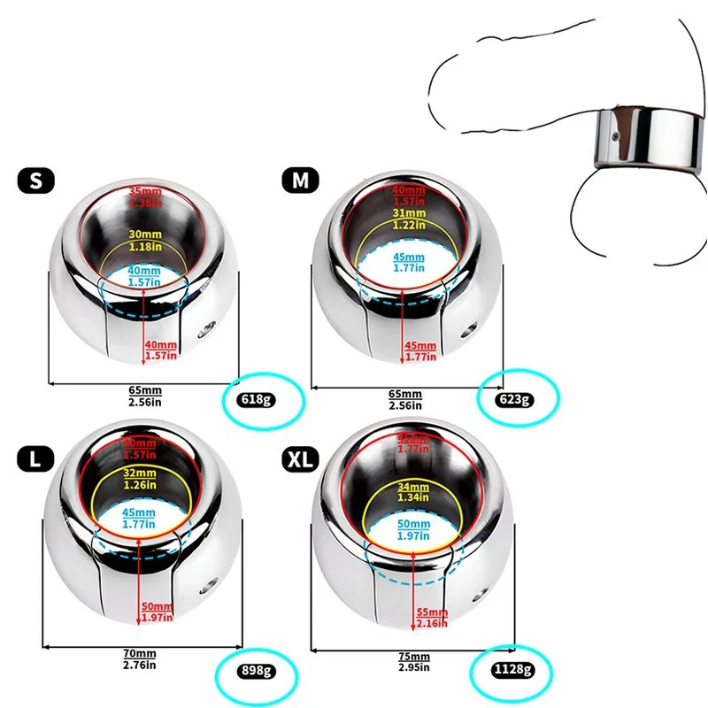 1128g Ring Weighted Stainless Steel Ball Stretcher Penis Ring Testicle Ring CBT Testicle Penis Exercises BDSM