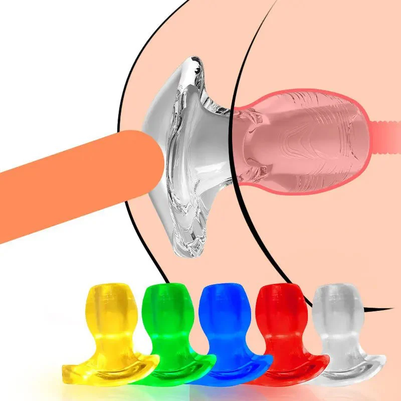 Hollow Anal Plug Expander-Luminous Tunnel Butt Plug Huge Anal Speculum Anus Dilator Waterproof Eco-Friendly Enema Toy