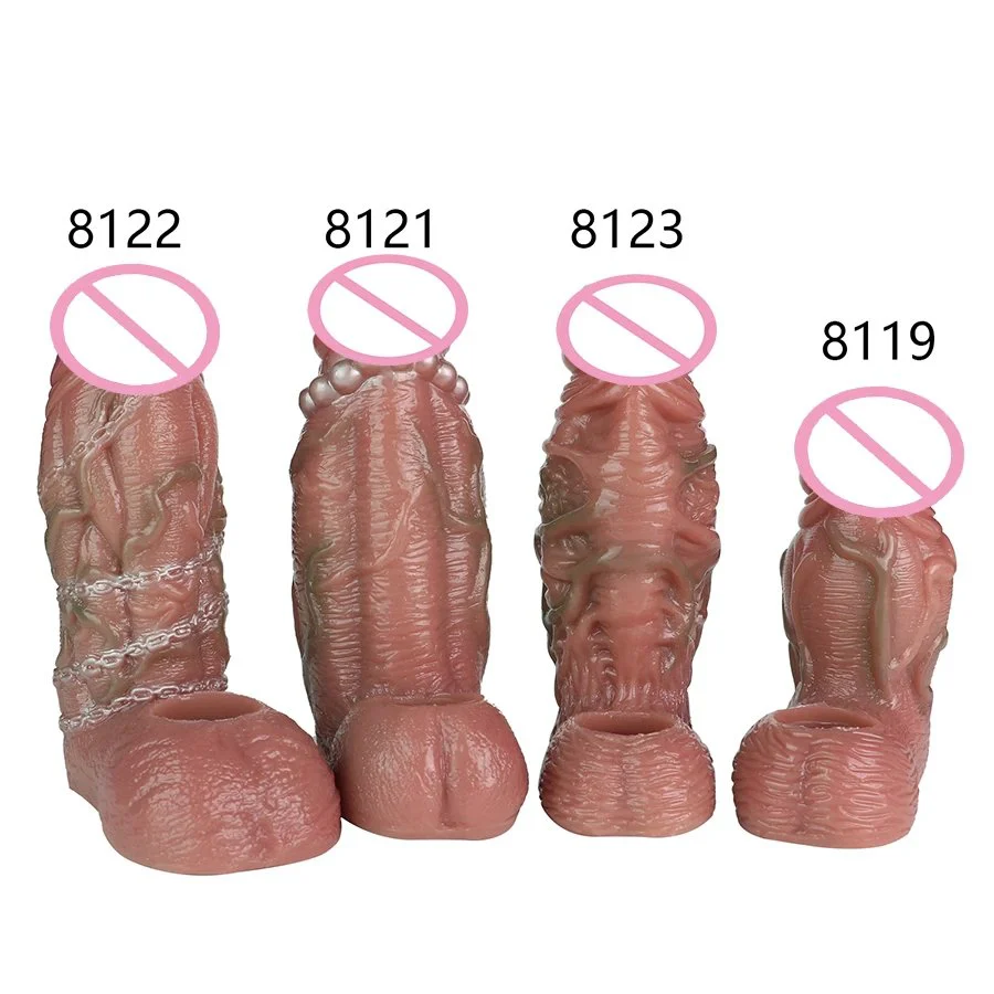 XL Thick Realistic 6.5 cm Penis Sleeve Girth Enhancer,Penis Sleeve Extender Enlarger,Large Silicone Sleeve Extension Delay