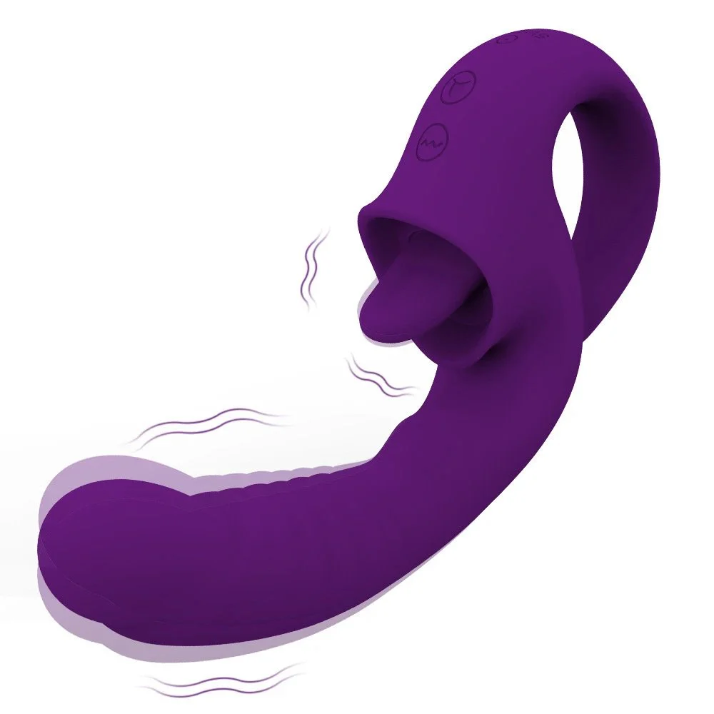 Lure Female Button Tongue Licking Vibration Masturbation Massage Stick Private Parts Insert Adult Toys