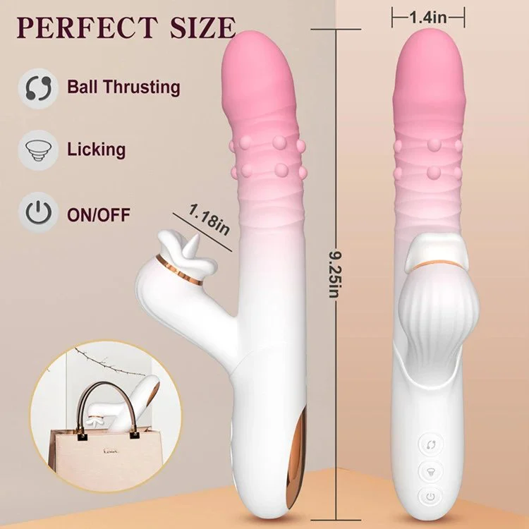 Lips Licking Rabbit Vibration Female Masturbation Telescopic Dildo Massager Sex Toys for Women