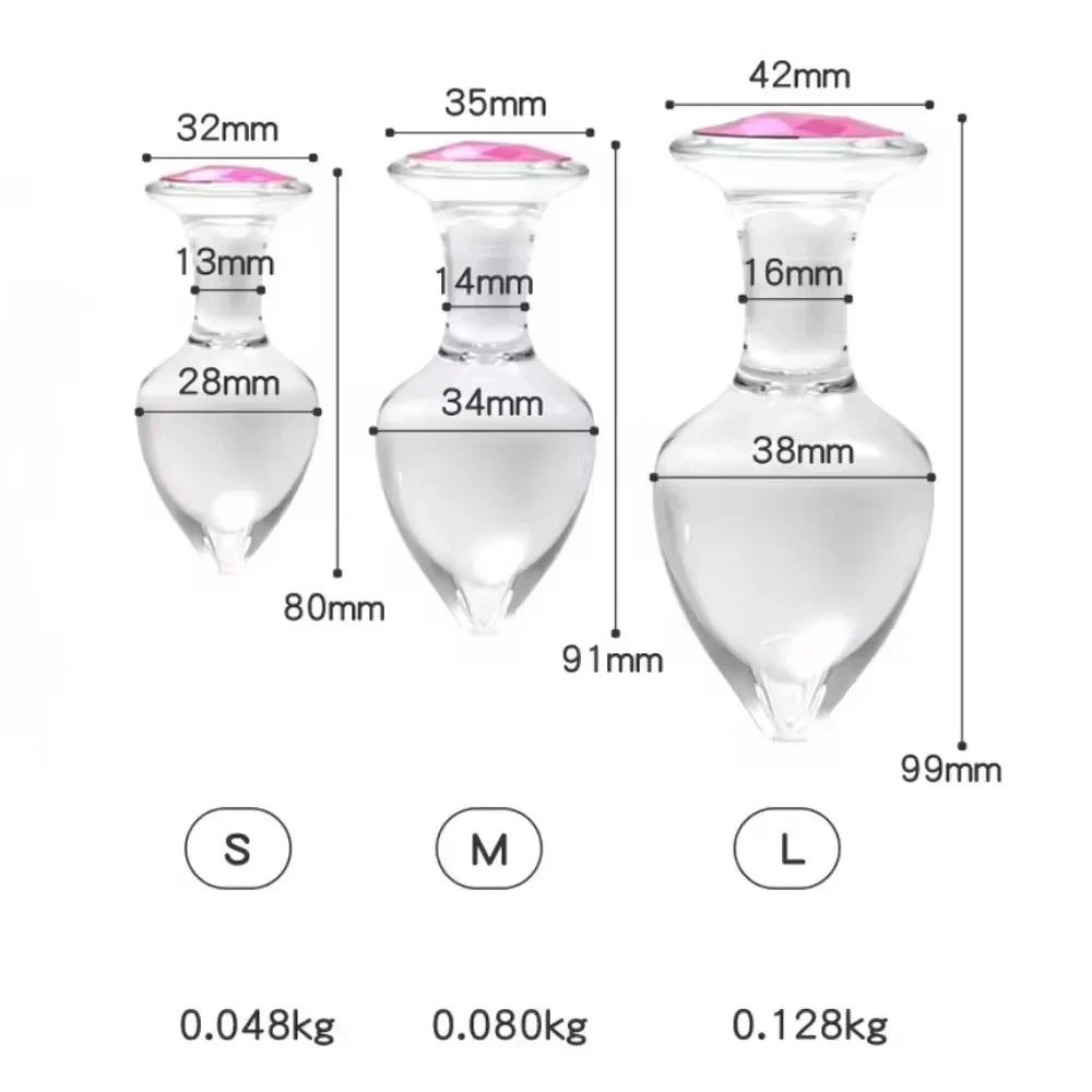 Crystal Anal Plug Jewelry SML Glass Massage Butt Plug Anal Trainer Sex Toy for Men & Women Anal Stimulation & Masturbation