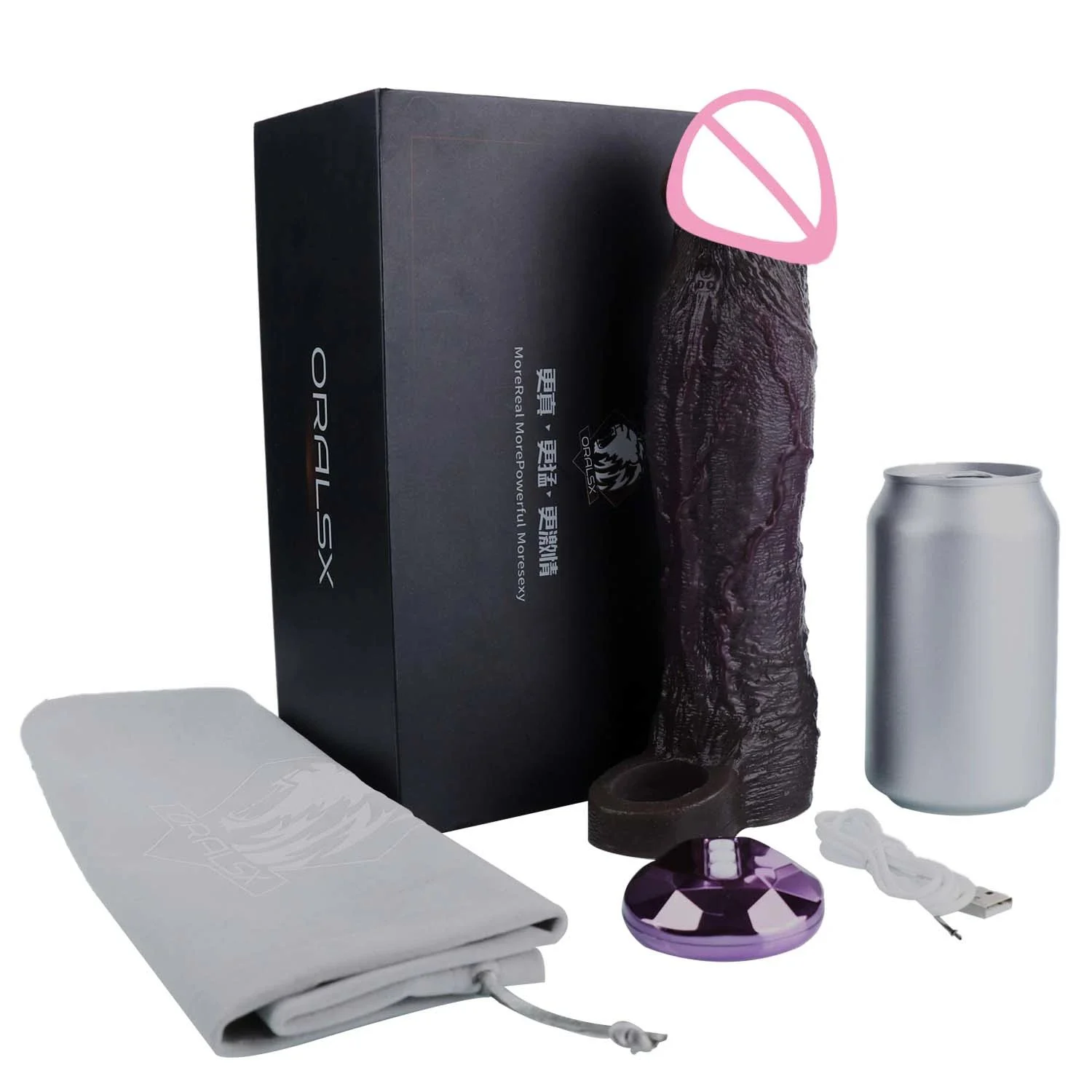 XL Realistic Vibrating Penis Cock Sleeve G-Spot Stimulator Hollow Dildo Ejaculation Delay Adult Sex Toy for Men