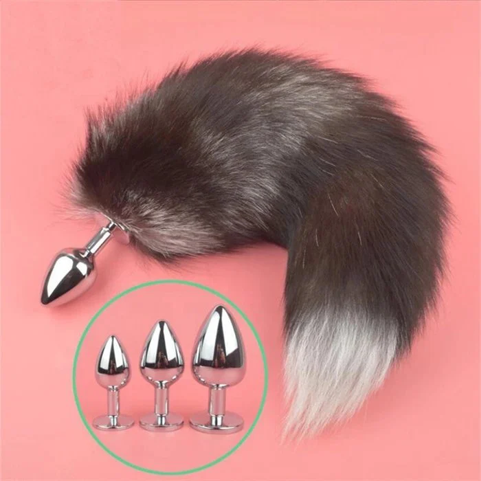 Fox Tail Metal Butt Plug Anal Sex Toys for Adult Games or Cosplay