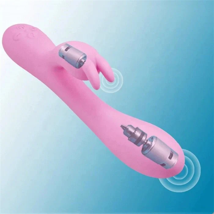 16-Frequency Rabbit Wand Massage Dildo Vibrator USB Power Supply with Double Head Silicone Material