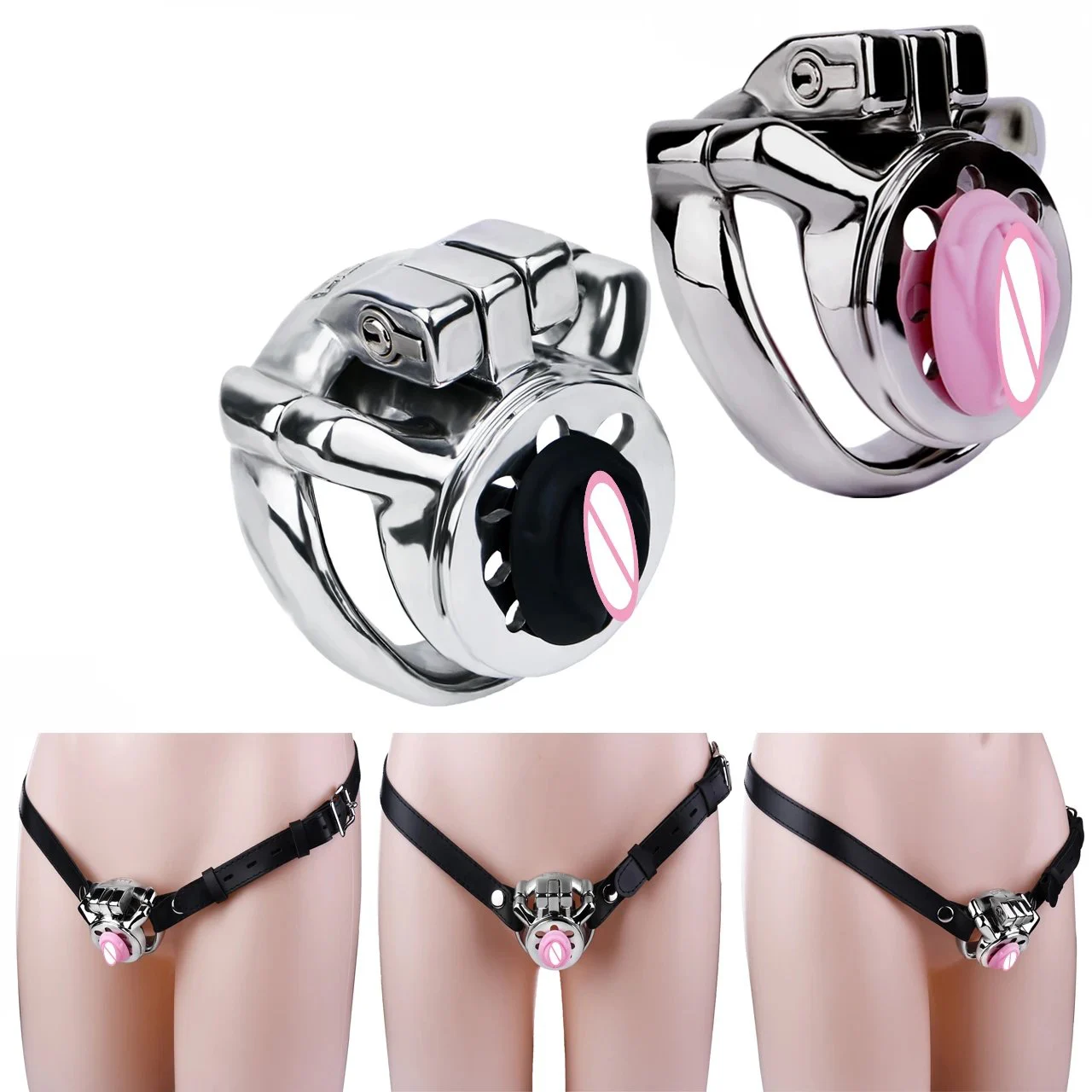 Catheter + Harness + Chastity CageAdult Toys for Men with Body BondageFour Sizes Available