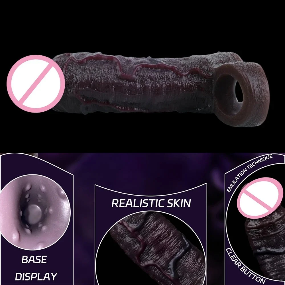 Soft Silicone Vibrating Penis Sleeve Multi Frequency Vibration Black Obsidian Wearable Male Enhancer