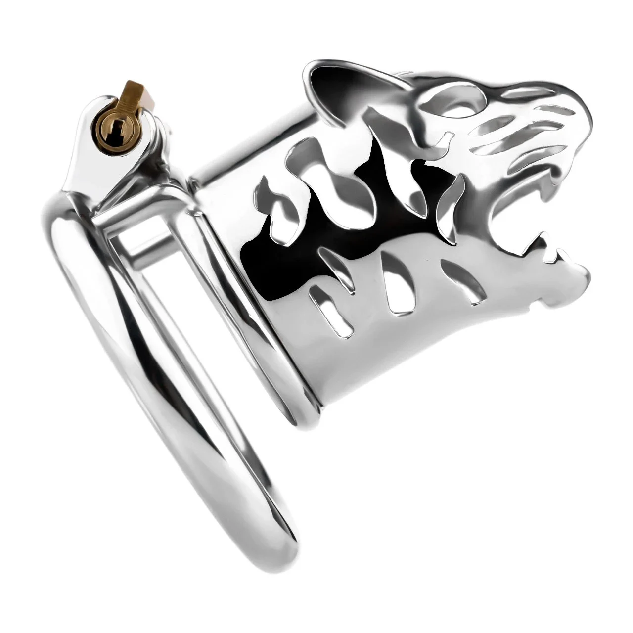 37 Extended Tiger Head Chastity Lock Stainless Steel Chastity Lock Anti-masturbation Penis Bondage Tool