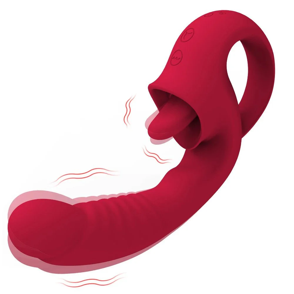 Lure Female Button Tongue Licking Vibration Masturbation Massage Stick Private Parts Insert Adult Toys