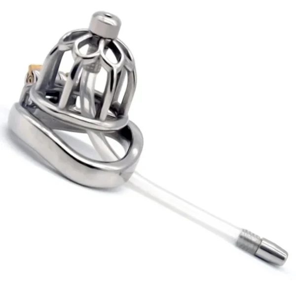 51mm 304 Stainless Steel Chastity Cage Metal Chastity Device with Catheter for Male