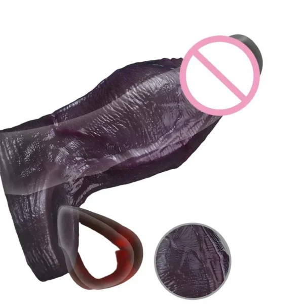 Ultra-Realistic Open-ended Penis Sleeve Soft Hollow Extension Dick Enlarger Male Adult Delay Ejaculation Toy for Couple