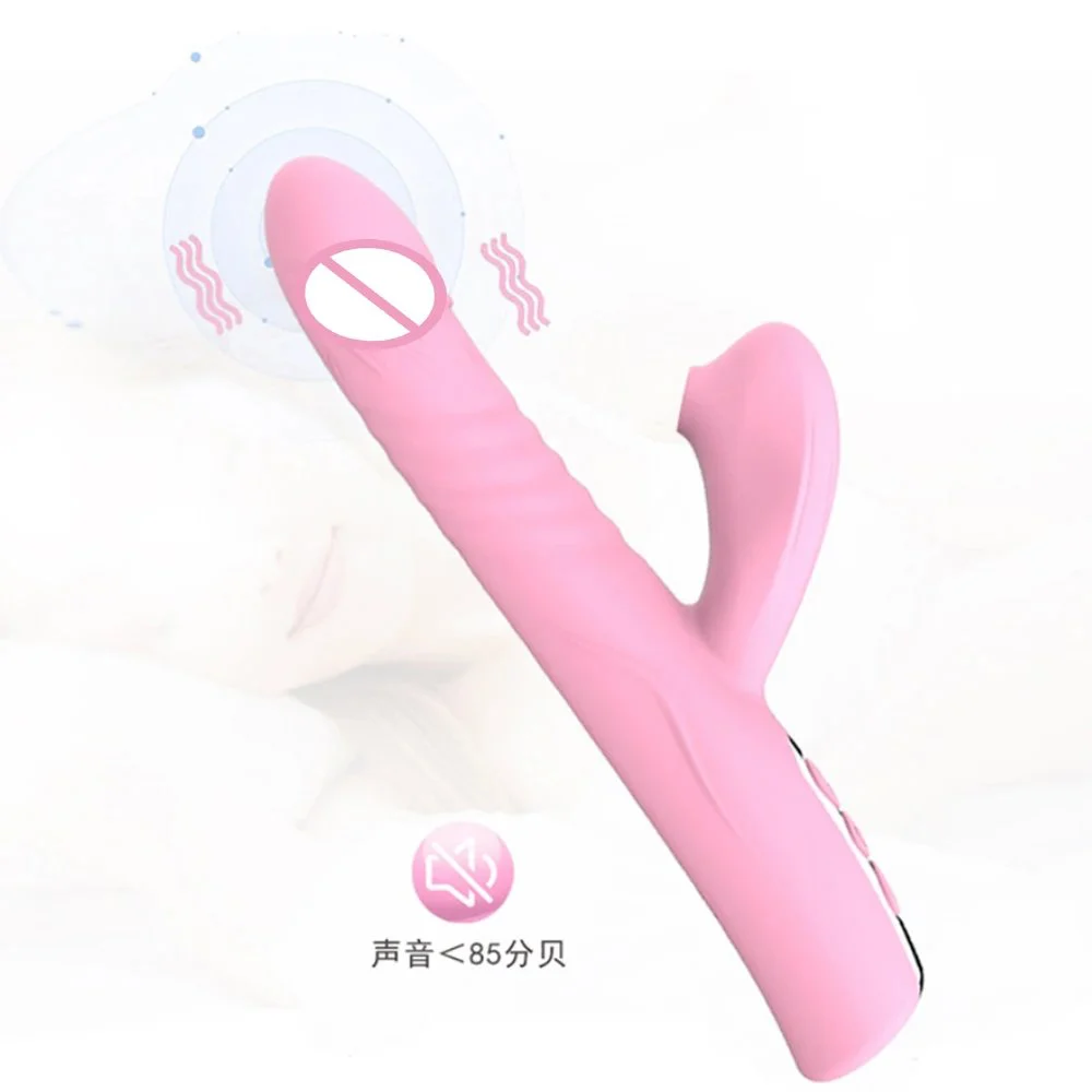 New Adult Automatic Telescopic Silicone Clitoris Orgasm G Spot Rabbit Vibrator Sex Toy for Women