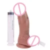 Beginner Squirting Silicone Dildo Suction Cup Ejaculation Penis Soft Dildo with Balls Female G-Spot and Prostate Sex Toy