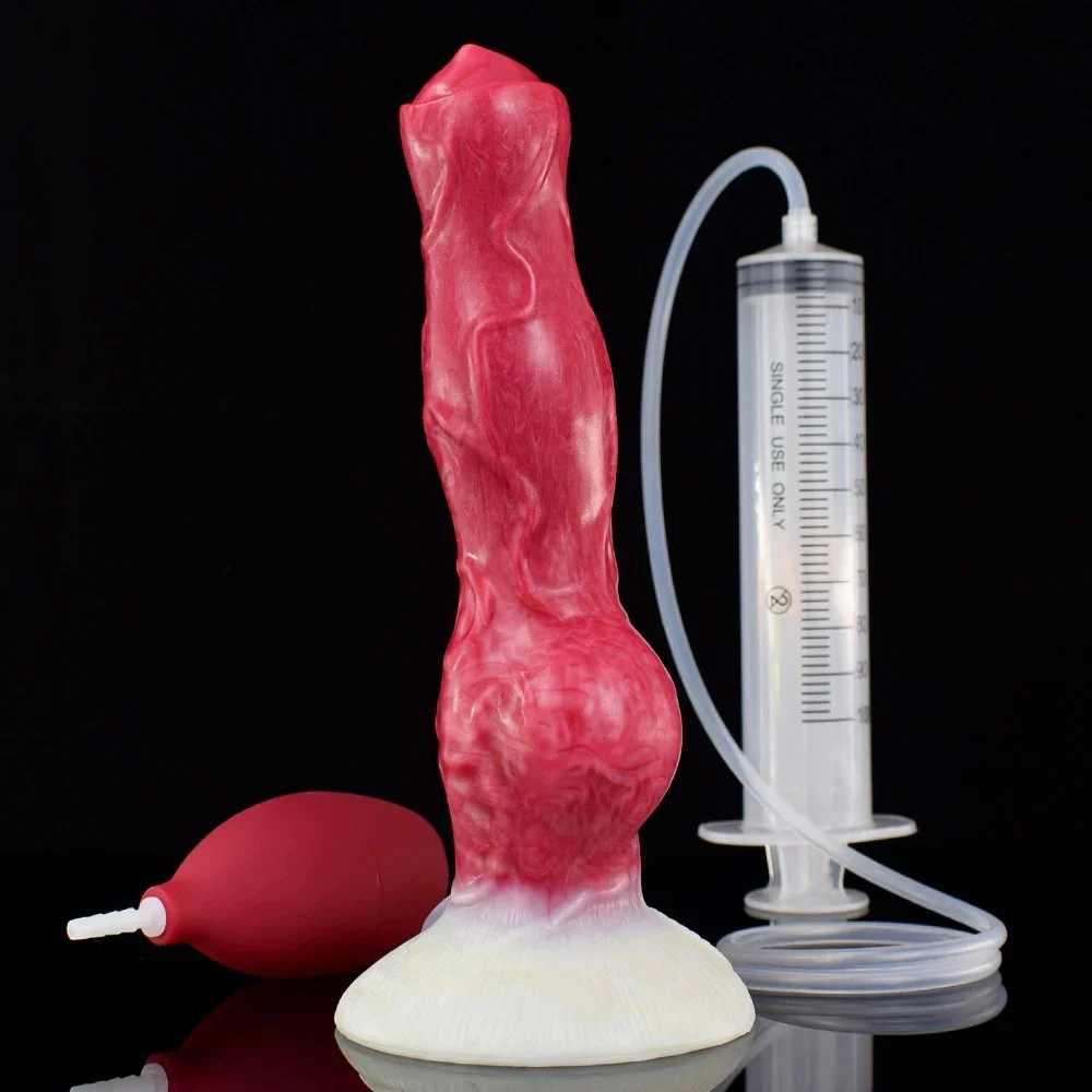 8.26 Inch Huge Realistic G Spot Animal Horse Squirting Silicone Sex Toys Color Red Ejaculating for Women Sex