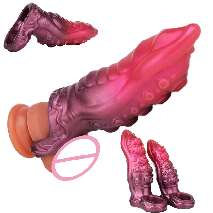 Wearable Fantasy Sheath Octopus Penis Sleeve Tentacle Enlarger Girth Cock for Men Penis Sleeve with Cock Ring