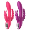 3-in-1 USB Rechargeable Rose Vibrator 12 Frequency Triple Clit Clitoris G-Spot Anal Sex Toys for Women