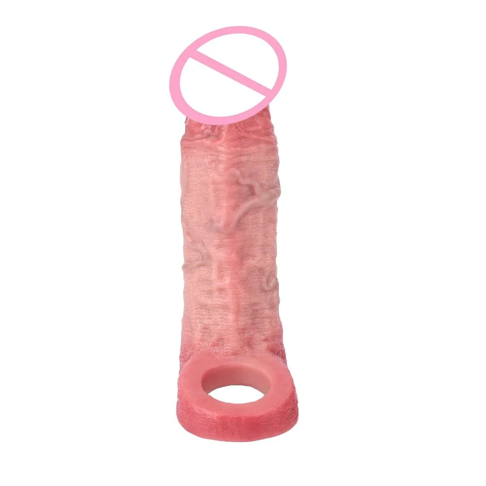 Silicone Penis Sleeve for Men - Realistic Veins and Flesh Color Design Medical-Grade, Effective Lengthening of Penis