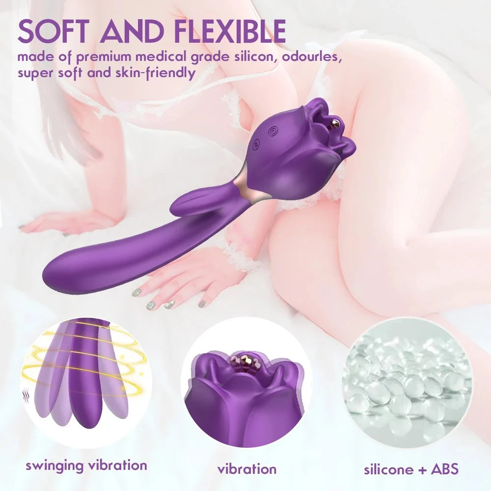 Pink Flower Vibrator Red Rose Shaped Sex Toy Sucker for Women Adult's Sucking Rose Vibrating Toy