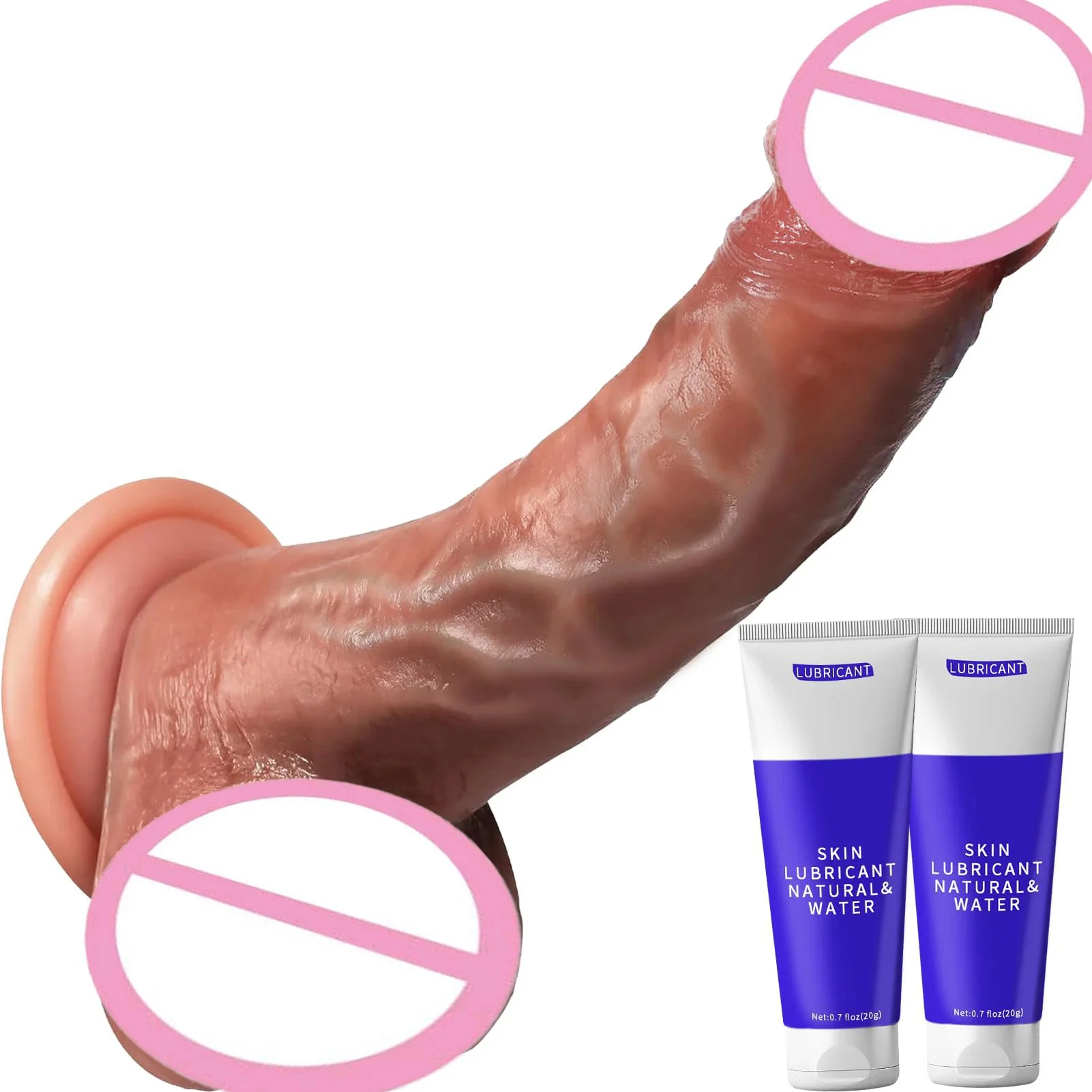 Realistic 8 Inch Thick Firm Flexible Anal Dildo Stronger Suction Cup Big Balls Soft Liquid Silicone Adult Sex Toys for Men