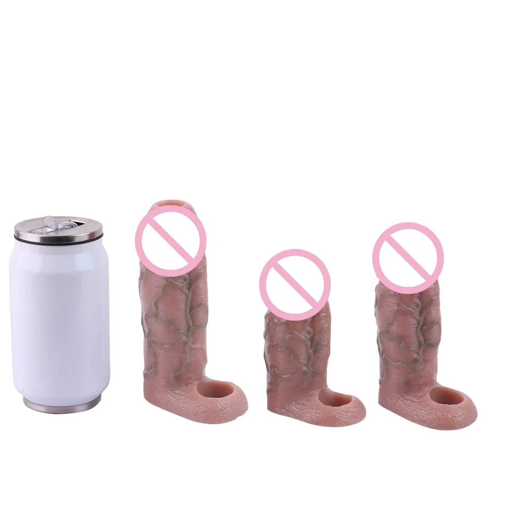 Sleeve Cock Ring Reusable Penis Sleeve Cover Penis Ring Delay Ejaculation Enlargement Adult Male Sex Toys for Men