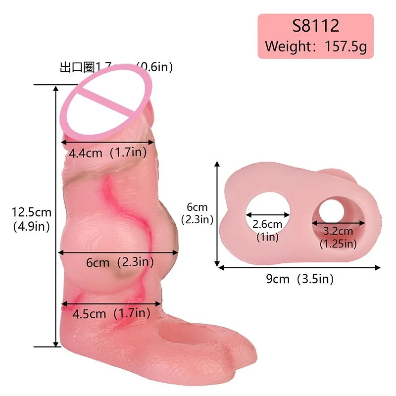 Sleeve Penis Extender, Extender for Enlargement,Cuff Dildo with Testicle Ring Ring for Time Extension,big Knot Penis Sleeve