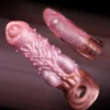 Wolf Teeth Sleeve Animal Penis Sleeve with Convex Textures Silicone Cock Ring Penis Enlarger for Go-Long Stamina Reusable