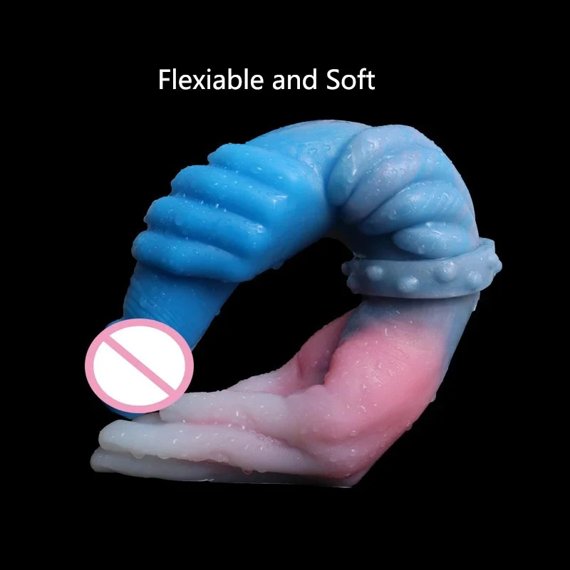33cm Liquid Silicone Finger Shape Dildo Anal Plug Knotted Anal Dildo Lesbian Sex Toys for Women Couple Love