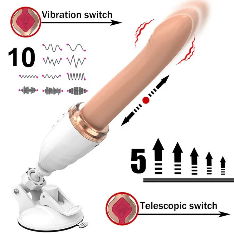 Automatic Hands-free Dildo Machine With Strong Suction for Women Telescopic Thrusting Dildo Vibrator Adult Sex Toys for Female