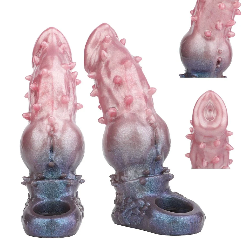 Wolf-Hair Horse Penis Sleeve Silicone Soft Spikes Male Enlargement Extender Adult Sex Toy for Couples