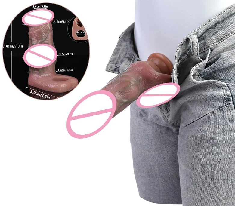 Wearable Realistic Hollow Adult Erotic Sex Toy for Men Strap-on Dildo Panties Penis Extension Sleeve Harness