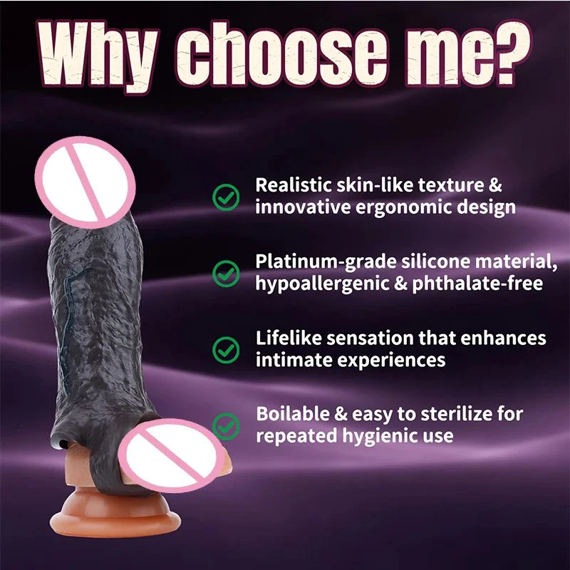 Soft Open-ended Penis Sleeve for Men Dick Enlargement Realistic Silicone Hollow Dildo With Anti-drop Couple Sex Toy
