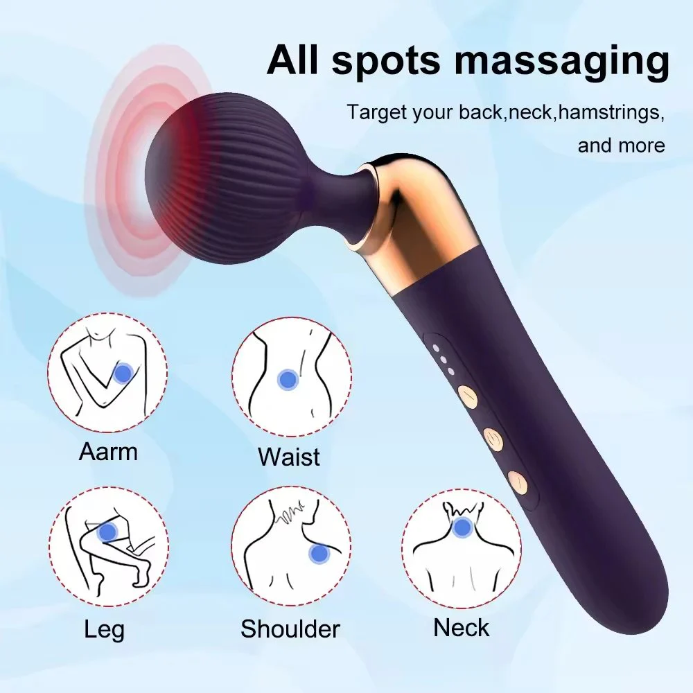 Cordless Wand Massager for Women-Rechargeable 100% Waterproof 10 Vibration Frequencies 5 Speeds Soft Silicone Intimate