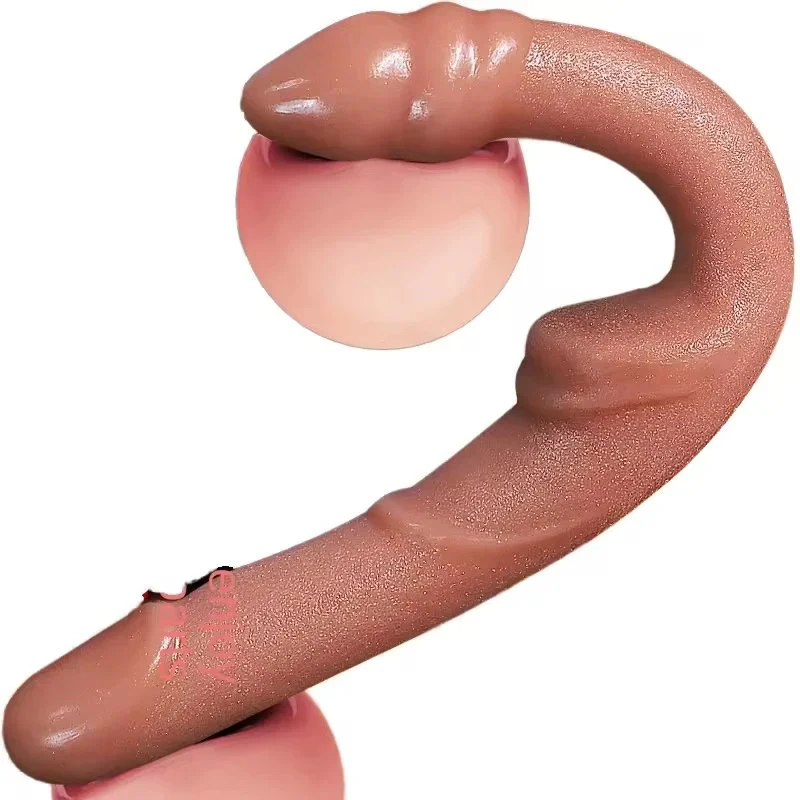 Double-Headed Soft Silicone Realistic Dildo Sex Toy for Lesbian Couples Female double head dildo