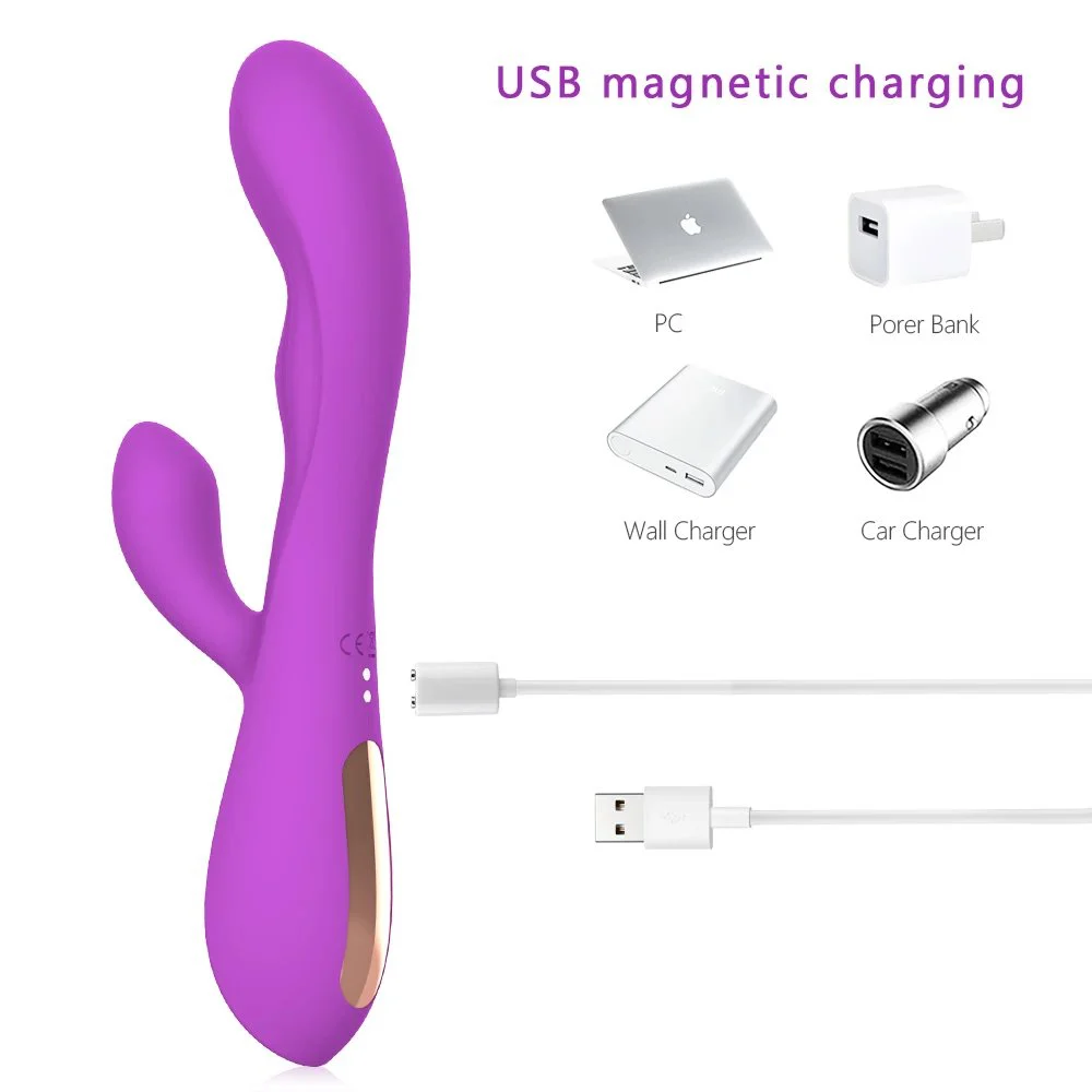 Powerful 10 Frequency Double Motor Vibration One Key Heating Rabbit Vibrator Women Handheld Sex Toy