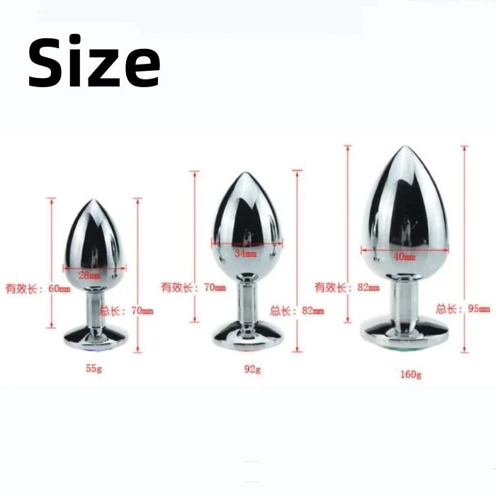 Classic Stainless Steel Anal Plug Fetish Adult Silicone Butt Plug for Men and Women Crystal Jewelry Anal Sex Toy